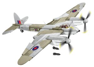 A DE HAVILLAND DH-98 MOSQUITO #5735 flying on a white background.