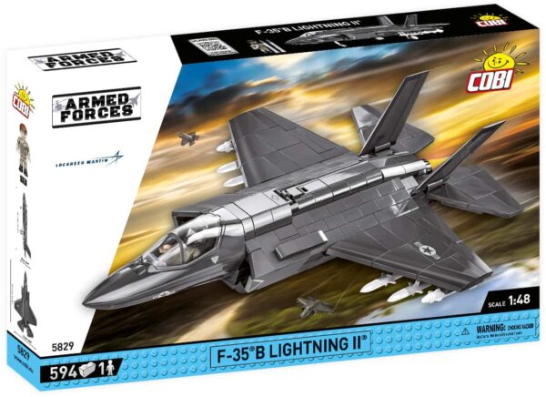 An F-35B Lightning II (USAF) #5829 securely packed inside a box.