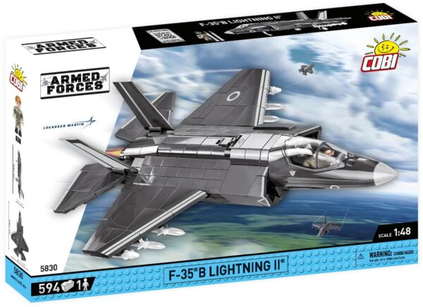 A box containing an F-35B Lightning II (RAF) #5830 aircraft.