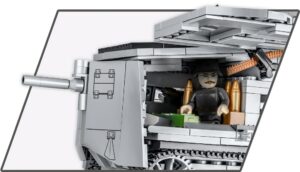 A man occupies a Sturmpanzerwagen A7V #2989.