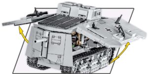 A Sturmpanzerwagen A7V #2989 equipped with a gun.