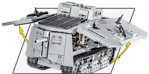 A Sturmpanzerwagen A7V #2989 equipped with a gun.