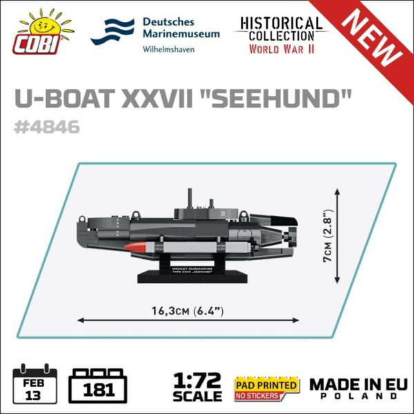 U-Boat XXVII "Seahund" #4846 is a Seahund submarine.