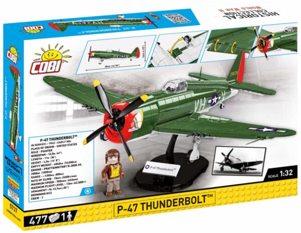 A photograph of a P-47 Thunderbolt #5737 aircraft enclosed in a package.
