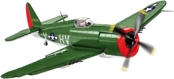 A white background showcases a P-47 Thunderbolt #5737 with propellers in flight.