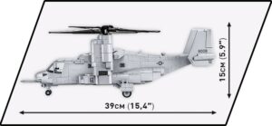 A model of a military helicopter, the Bell-Boeing V-22 Osprey #5836.
