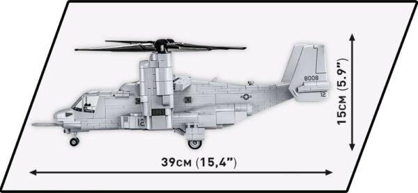 A model of a military helicopter, the Bell-Boeing V-22 Osprey #5836.