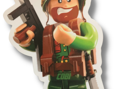 A soldier holding a gun depicted on a Cobi GI Sticker.