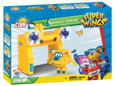 A box containing Donnie's Station Super Wings #25134 toys.