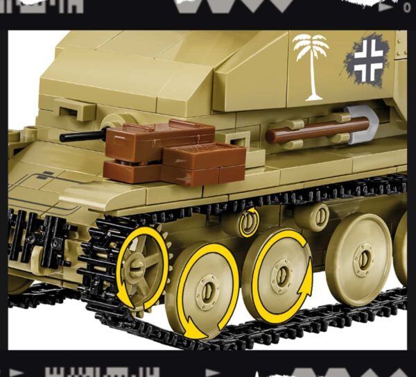 A COH3 Marder III (Sd.Kfz.139) #3050 model of a tank with unique features.