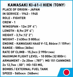 Kawasaki KI-61 - I Hien (Tony) #5740 is a model of aircraft.