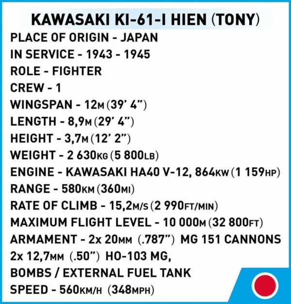 Kawasaki KI-61 - I Hien (Tony) #5740 is a model of aircraft.