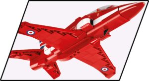 A BEA Hawk T1 Red Arrows #5844 jet soaring in the sky.