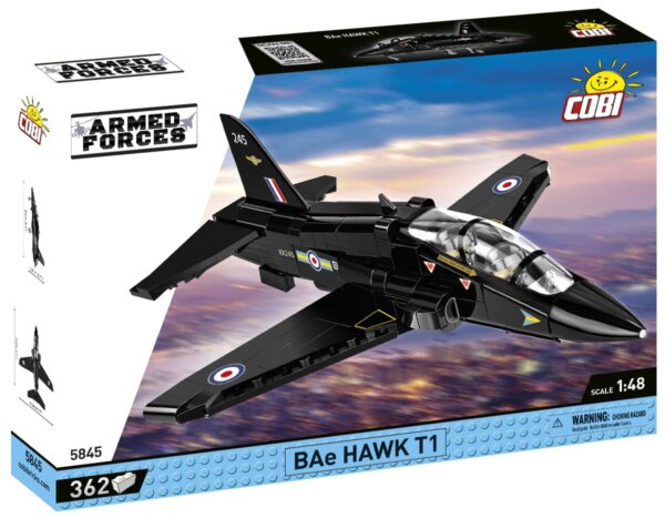 A box with a BEA Hawk T1 Royal Air Force #5845 jet airplane.