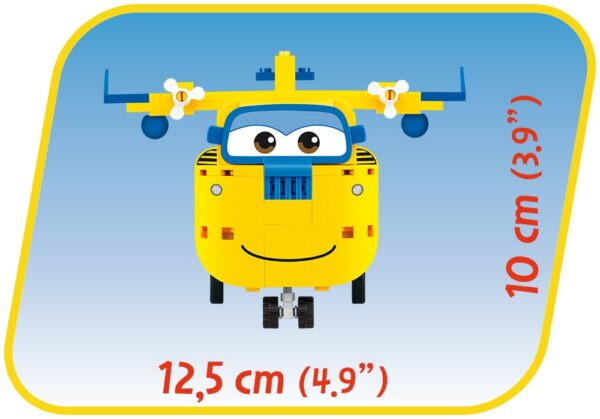 A Donnie #25124 toy airplane with a vibrant yellow and blue color scheme.