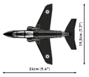 A model of the BEA Hawk T1 Royal Air Force #5845 jet plane with measurements.