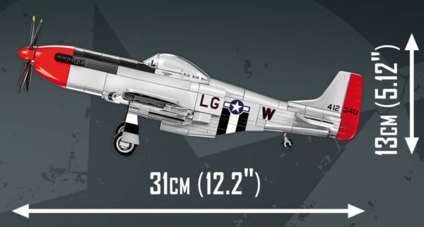 A replica of the Top Gun P-51D Mustang #5846 fighter plane is displayed.