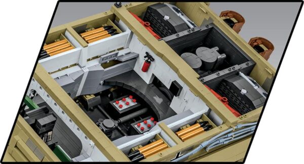 A close-up look inside the Cobi 1:12 Tiger 131 tank #2801 military vehicle.