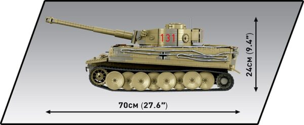 A Cobi 1:12 scale Tiger 131 tank #2801 depicted in a photograph.