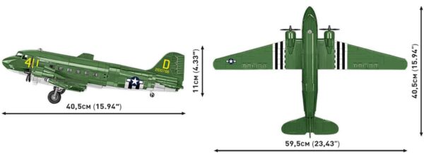 A model of a Douglas C-47 Skytrain (Dakota) #5743 in addition to a white plane.