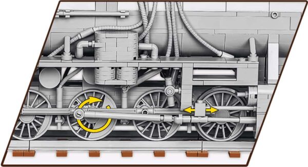 A model of a Kriegslokomotive Baureihe 52 #6281 train engine with a wheel on it.