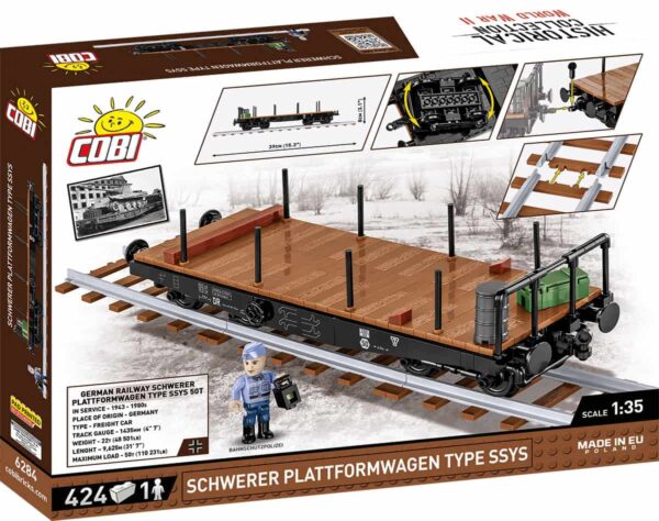 A box of German Railway Flatcar Typ SSY #6284 with a train.