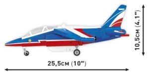 Alpha Jet Patrouille de France #5841 model shown with measurements.