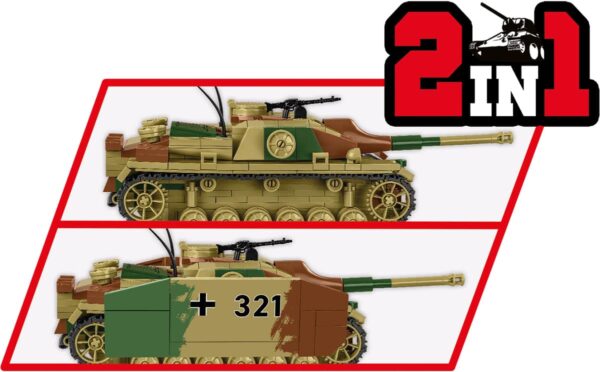 Two Cobi tanks are seen on a red background.