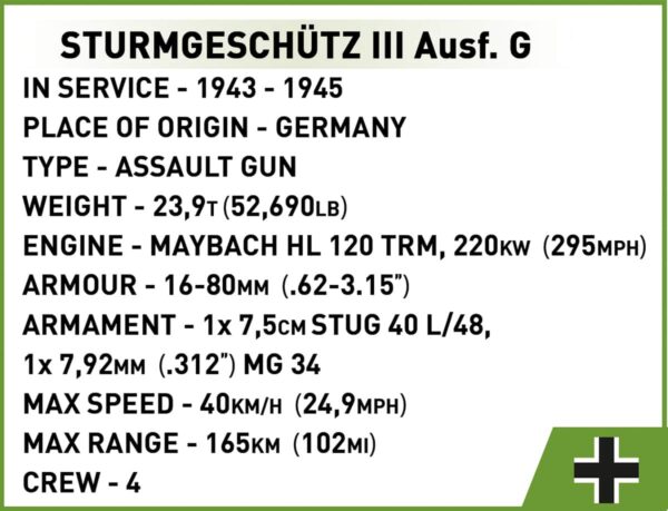 Cobi Sturmgeschütz III AUSF.G Executive Edition Tank Hunter #2285 is a high-quality tank hunter model.