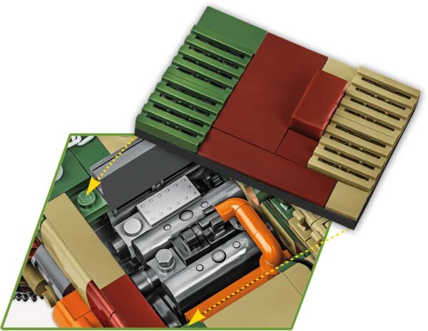 A Cobi Stug 2576 toy with a green and red color scheme.