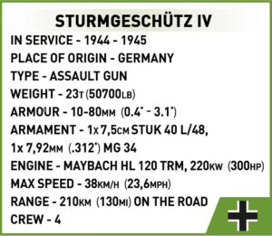 Cobi Stug 2576, a German origin tank, served as the Sturmgeschutz IV #2576.
