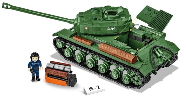 A man standing next to a Cobi IS-2 Heavy Tank (2578).