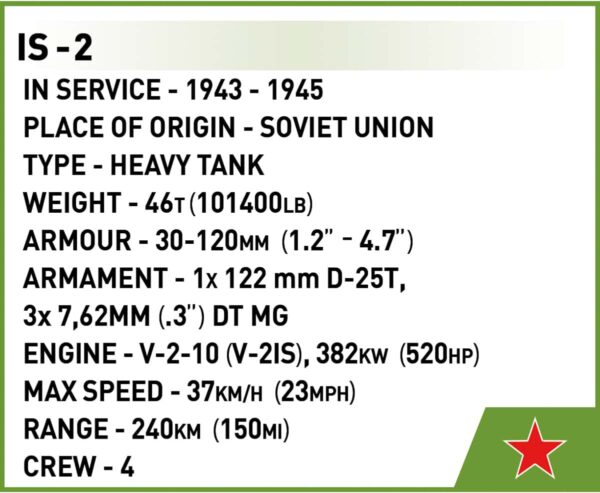 Cobi IS-2 Heavy Tank (2578) in service with the Soviet Army since 1954.