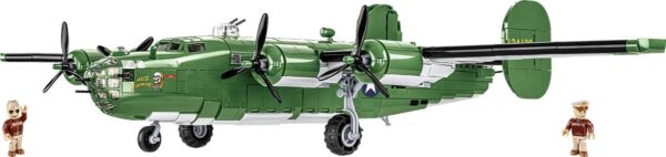 A COBI B-24D Liberator #5739 with a toy soldier standing next to it.