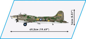 A Cobi model of a Memphis Belle Flying Fortress plane is shown.