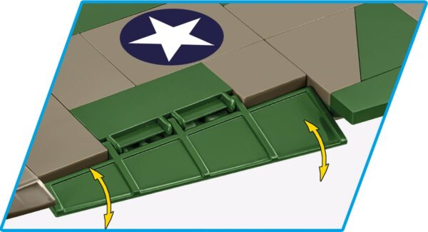 A Cobi model of the Memphis Belle Flying Fortress with a star on it.