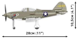 A model of the Cobi BELL P-39D Airacobra fighter plane with measurements.
