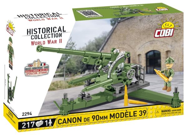 A box with a model of a French 90MM Anti-Aircraft #2294 gun.