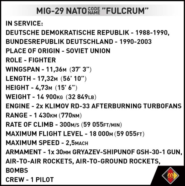 COBI MIG-29 (GDR East Germany) #5851 - Image 5