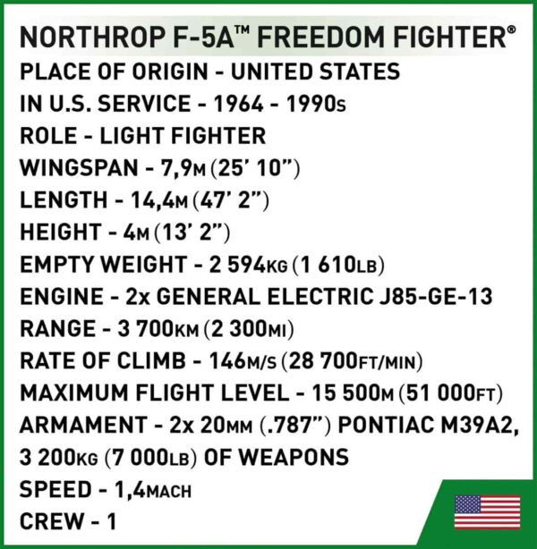 COBI Northrop F-5A_ FREEDOM FIGHTER  #2425 (USAF) - Image 10