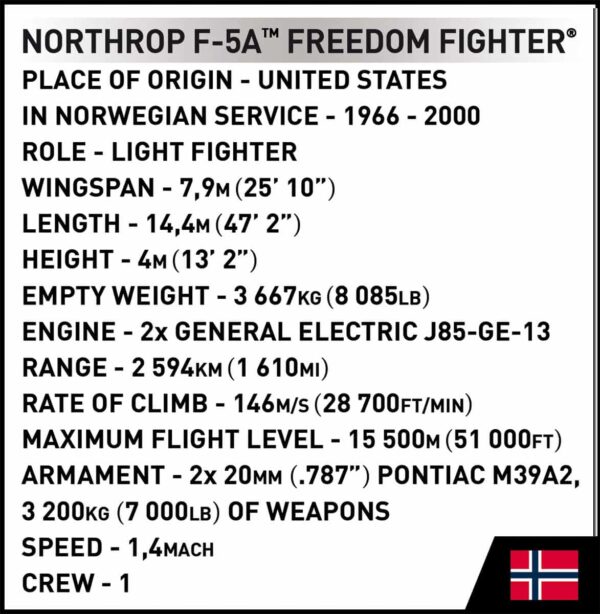 COBI Northrop F-5A  FREEDOM FIGHTER  #5858 - Image 11