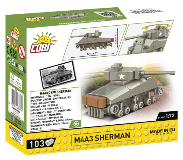 COBI 1:72 M4A3 Sherman Micro Tank #3089 - Image 2
