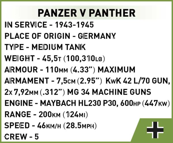 COBI 1:72 Scale Panzer V Panther Micro Tank #3099 - Image 4
