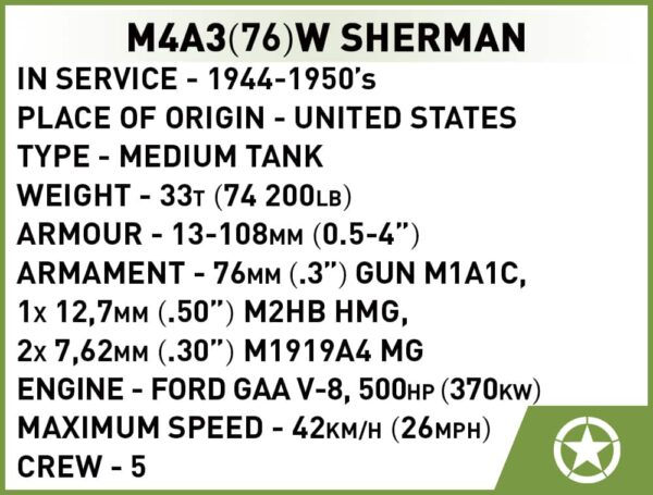 COBI 1:72 M4A3 Sherman Micro Tank #3089 - Image 4