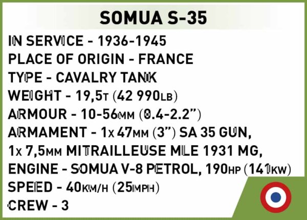 COBI 1:72 Scale Somua S-35 Micro Tank #3093 - Image 4