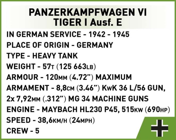 COBI Panzerkampfwagen VI Tiger I Ausf. E #2587 - 1:28 Scale - Image 15