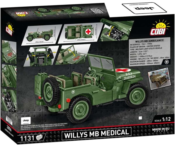 COBI Willys Medic Jeep 1:12 Scale #2806 - Image 2