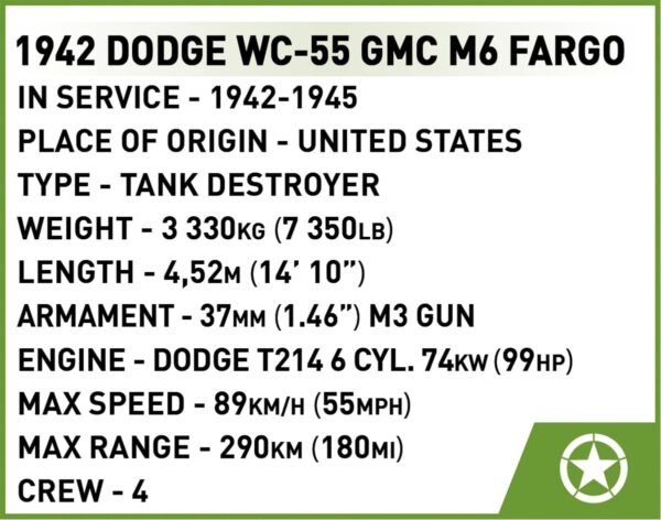 COBI 1943 37mm GMC WC-55 GMC M6 Fargo#3116 - Image 10