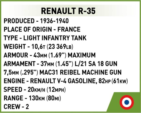 COBI  RENAULT R-35 #2719 1:48 Scale - Image 8