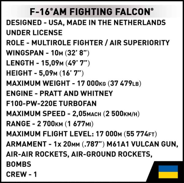 COBI F-16C Fighting Falcon (Ukraine) #5893 - Image 10